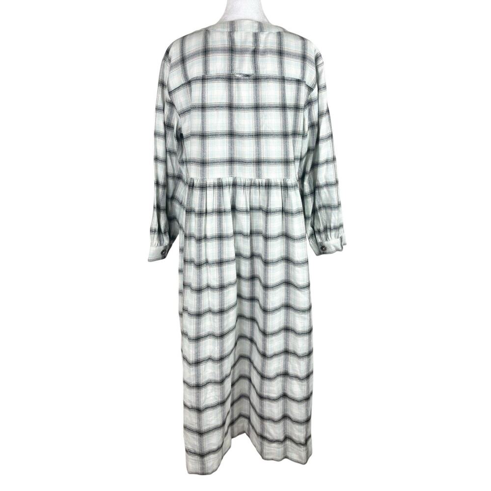 Madewell Flannel Button Front Midi Dress Cottagecore Peasant Celestial Blue Sz 8 - Picture 6 of 9